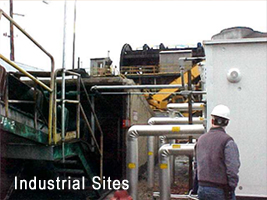 Exterior of Industrial Site with Worker